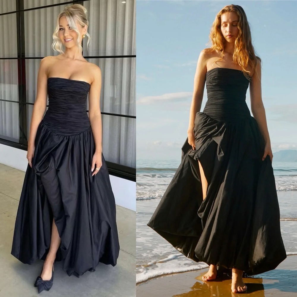 Aje Violette Strapless Bubble Hem Maxi Dress Black NEW with tag - Picture 9 of 12